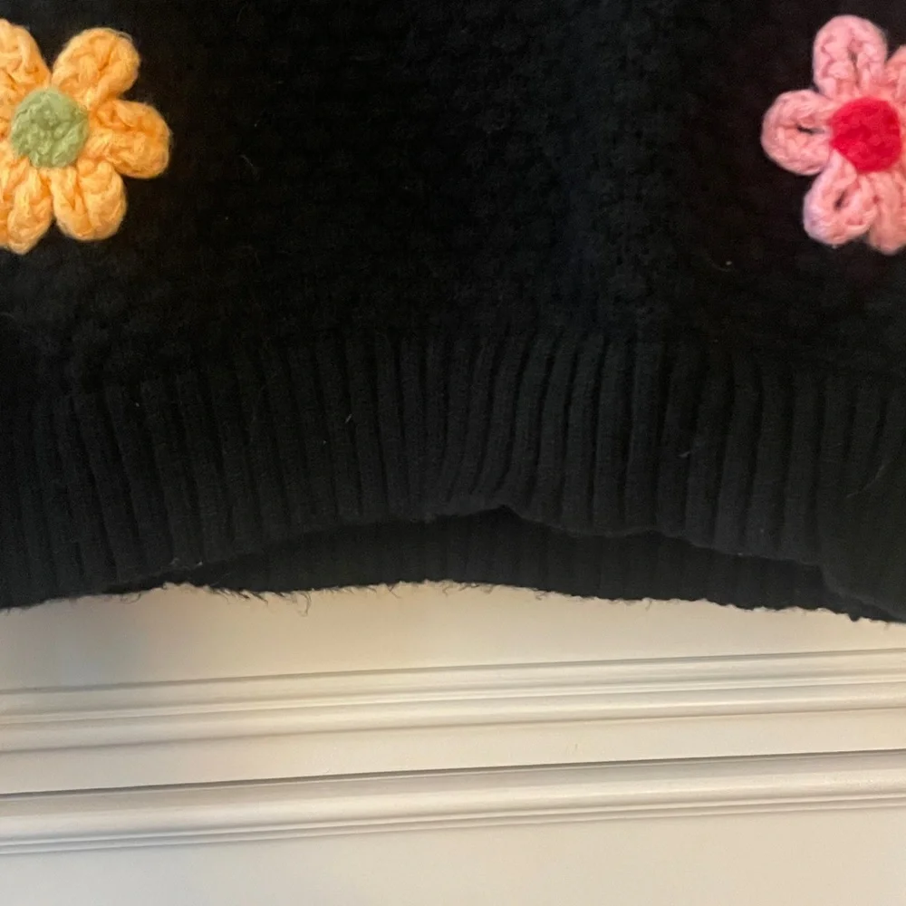 Floral Crochet Black Sweater - Picture 8 of 8